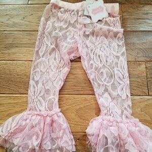 NWT Mudpie pink lace leggings size 9-12 mos